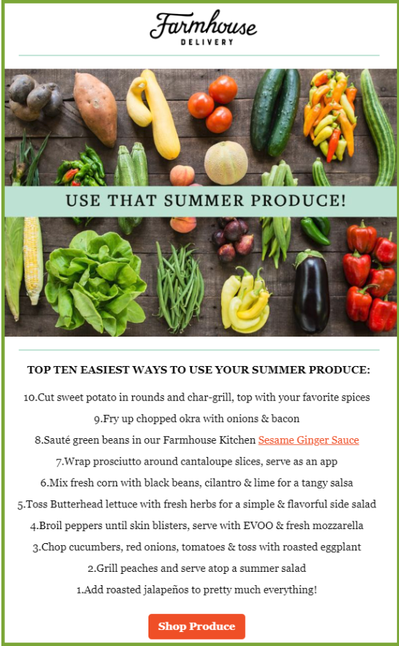 Farmhouse Fresh Produce Delivery. Use that Summer Produce