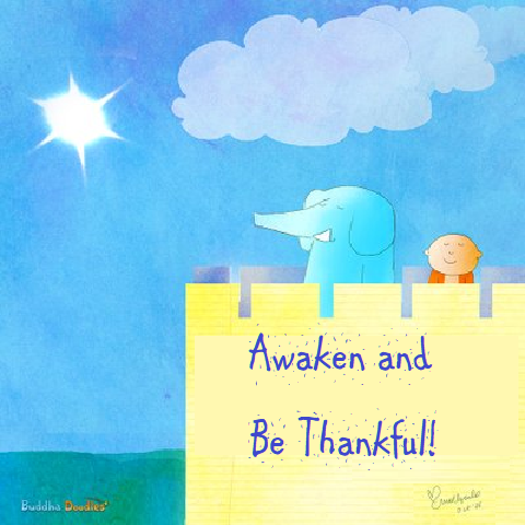 Awaken and be thankful. Buddha Doodles