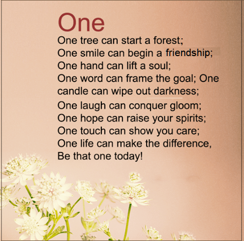 One. One tree can start a forest. Be that one today.